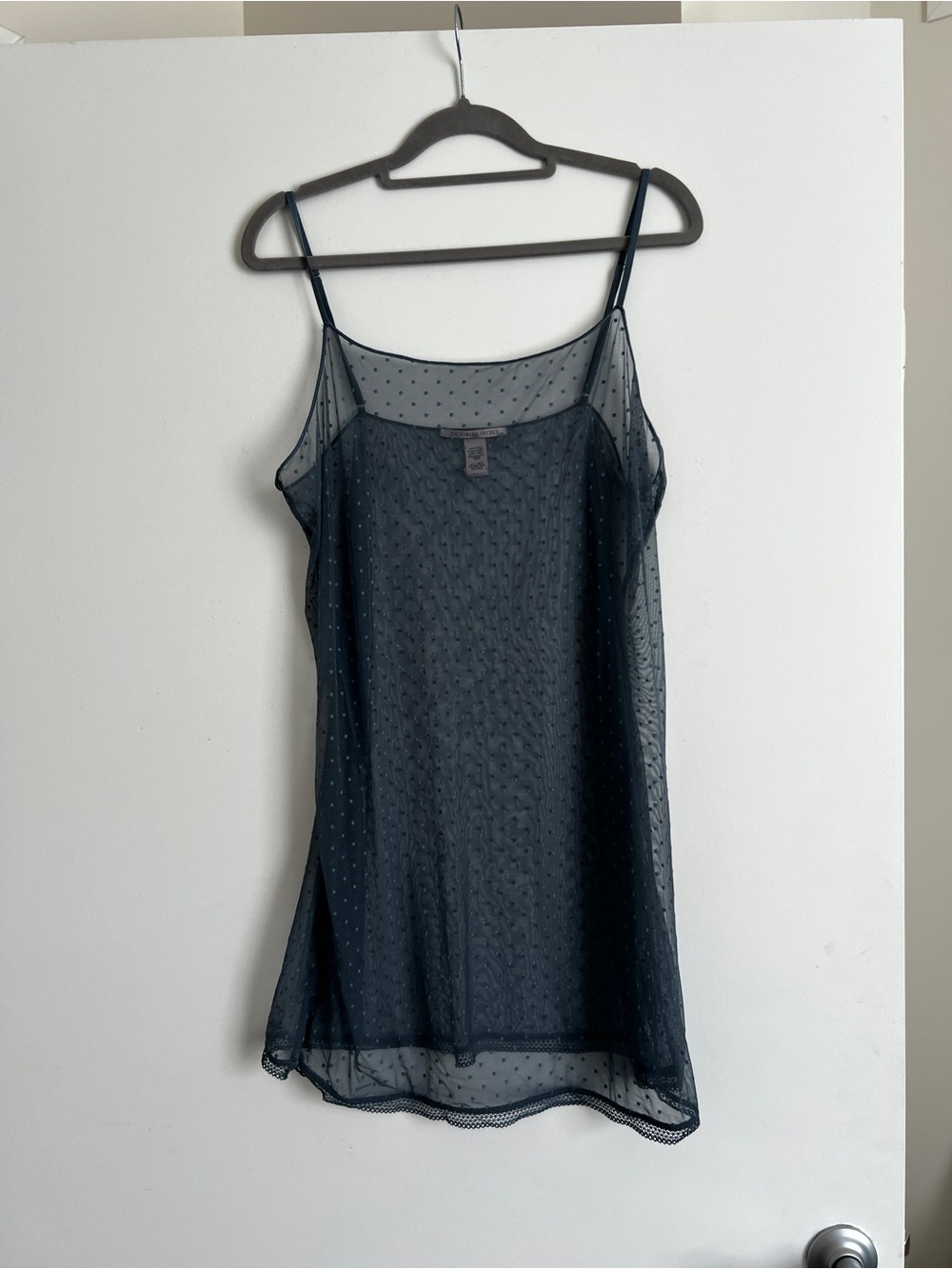 Victoria's Secret Black Sheer Polka Dot Slip